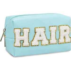 Preppy makeup bag leather cosmetic pouch travel toiletry organizer gift for girl